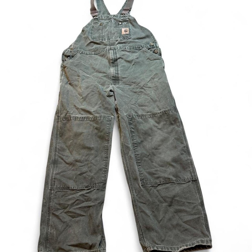 Carhartt R06 MOS Overalls Mens 40x30 Moss Green Double Knee Duck Dungarees USA